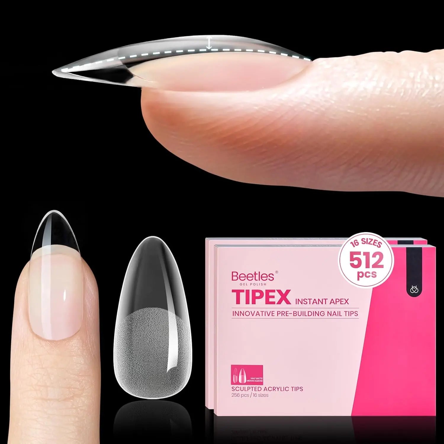 Beetles Tipex Instant Apex Nail Tips | Thick Nail Tips for Flat Nails