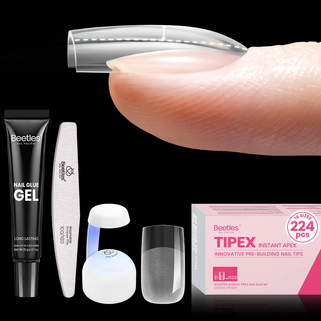 Beetles Tipex Instant Apex Nail Tips | Thick Nail Tips for Flat Nails