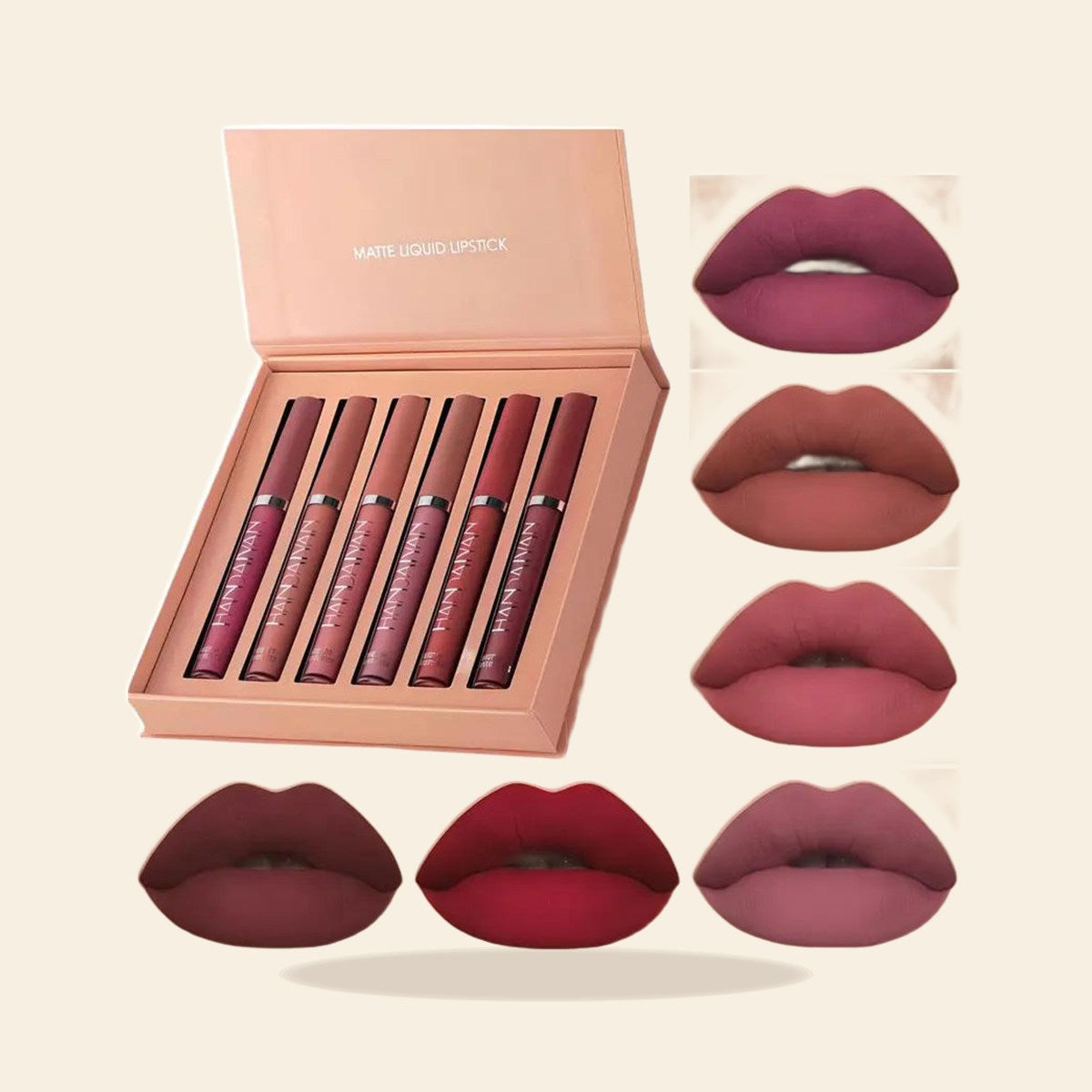 Handaiyan 6-Piece Matte Lip Stain Set | Long-Lasting Lipstick Kit
