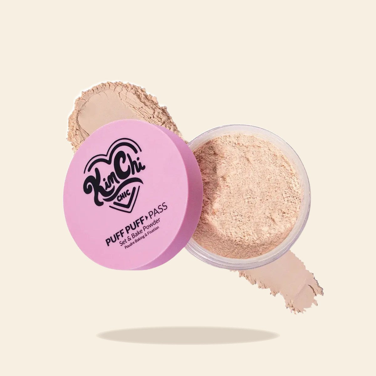 Kimchi Chic Puff Puff Pass Set & Bake Powder with Rice Powder & Vitamin-E, Lightweight & Translucent Makeup, Cosmetic Setting Powder